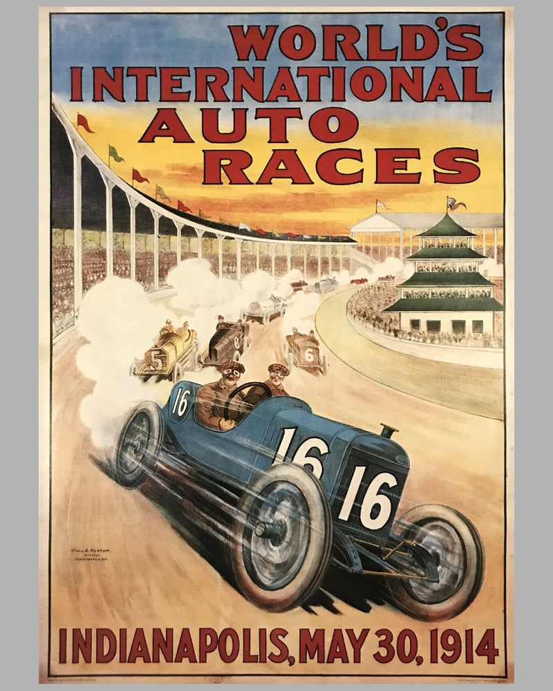 1914 Indianapolis 500 reproduction poster - l'art et l'automobile