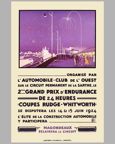 1924 - 24 Heures du Mans reproduction poster