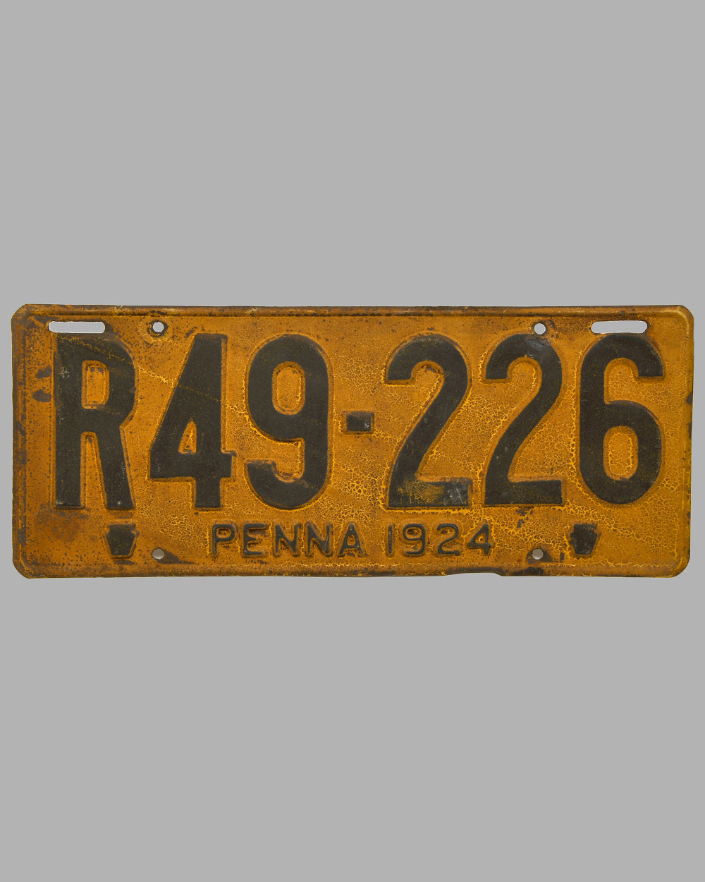 1924 Pennsylvania license plate, painted stamped metal