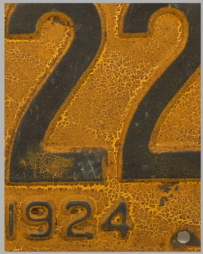 1924 Pennsylvania license plate, painted stamped metal 2