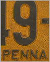 1924 Pennsylvania license plate, painted stamped metal 3