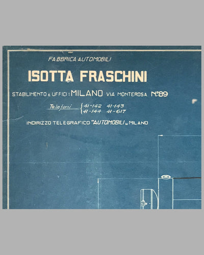 1926 Isotta Fraschini original blueprint for the Tipo 8ASS Normale 2