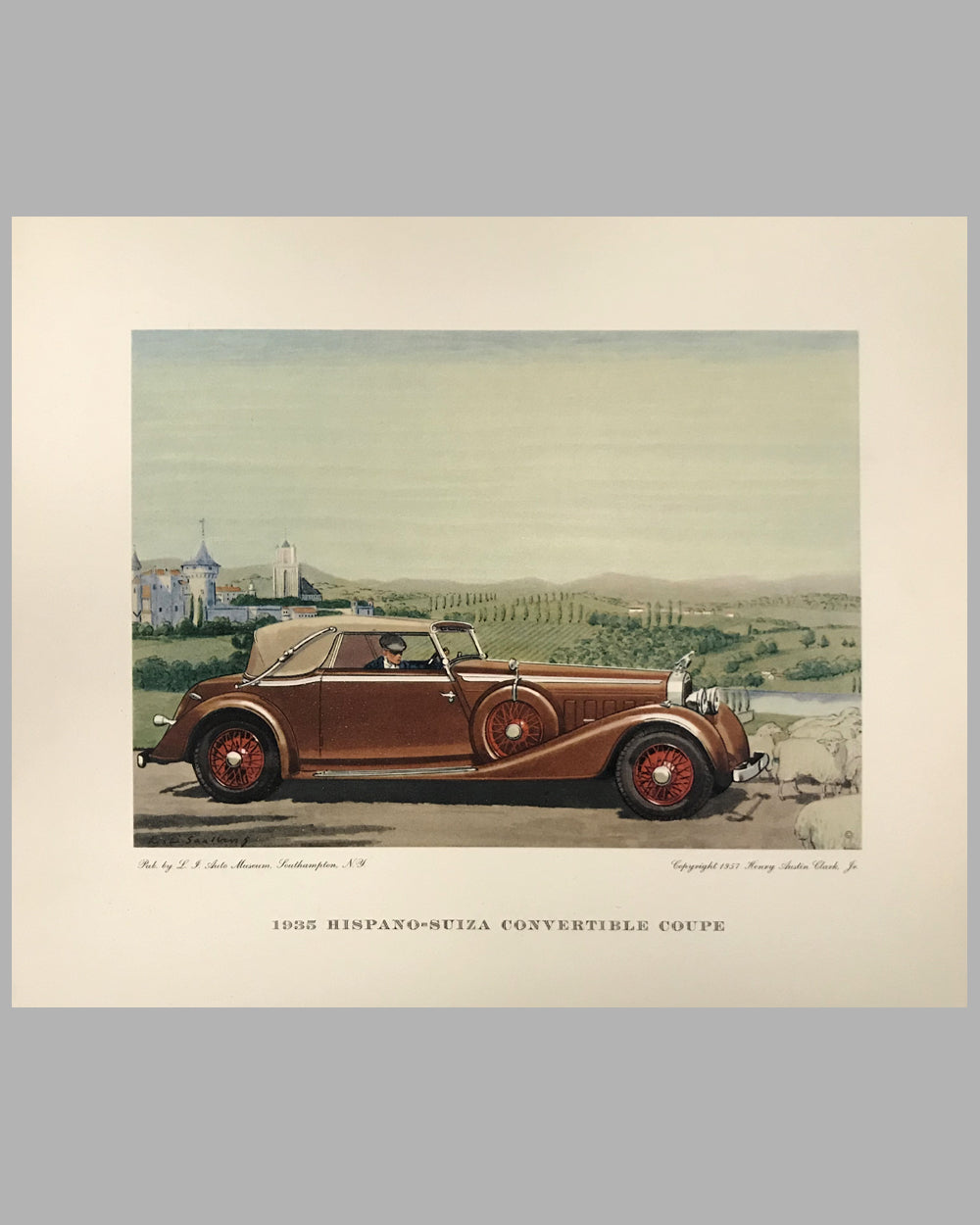 1935 Hispano-Suiza Convertible print by Leslie Saalburg