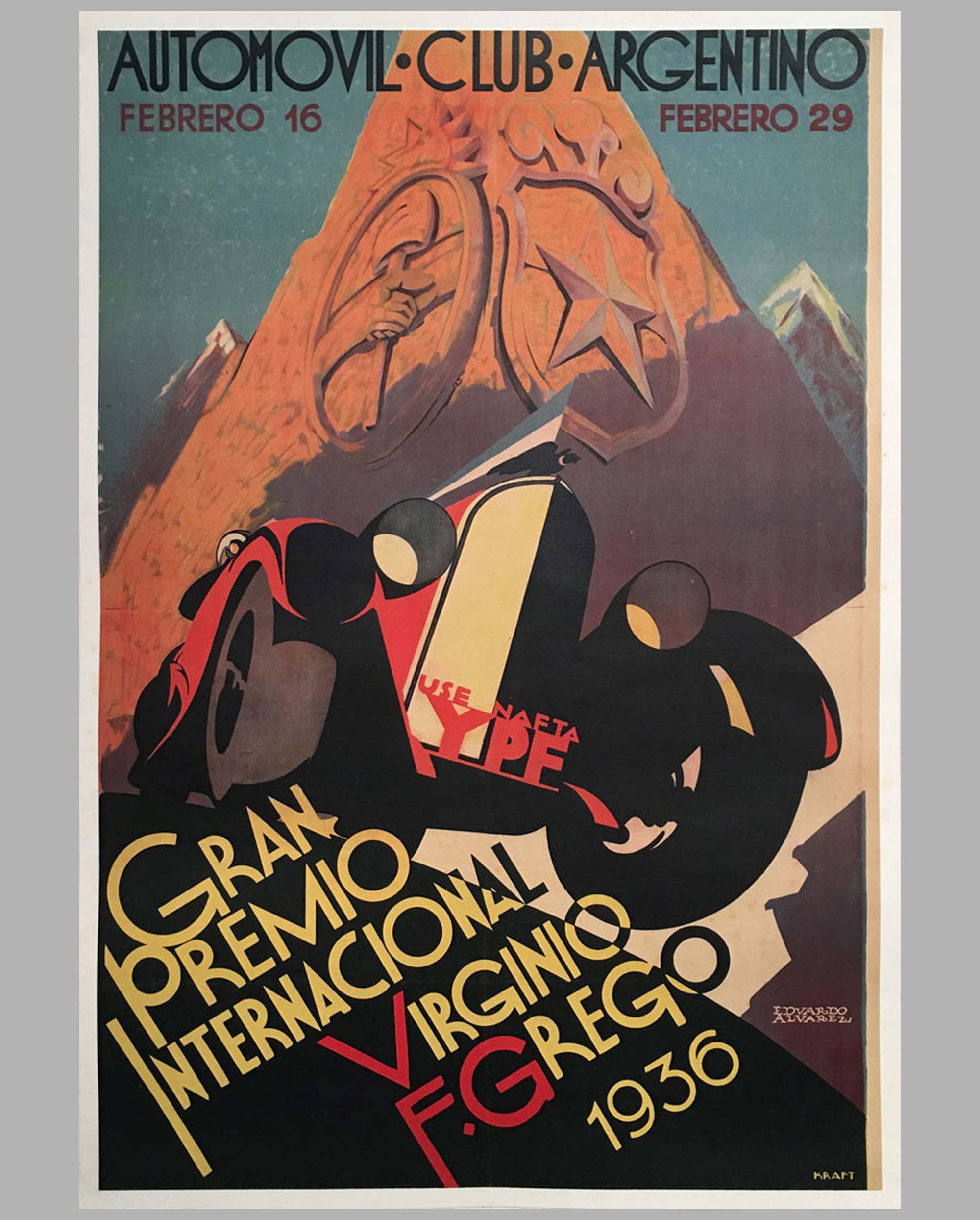 Gran Premio Internacional Virginio F Grego 1936 original poster
