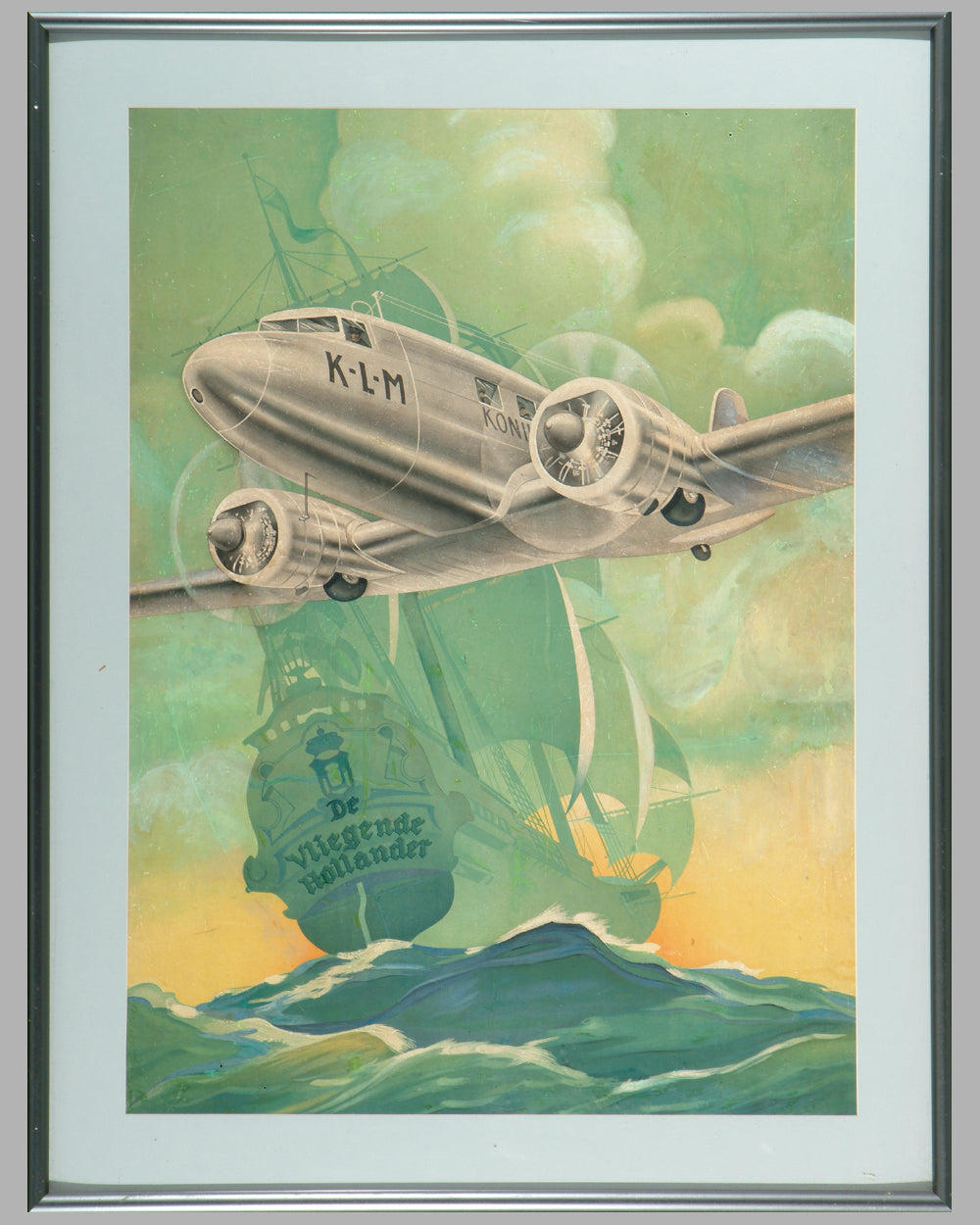 1936 KLM-DC-2 advertising poster