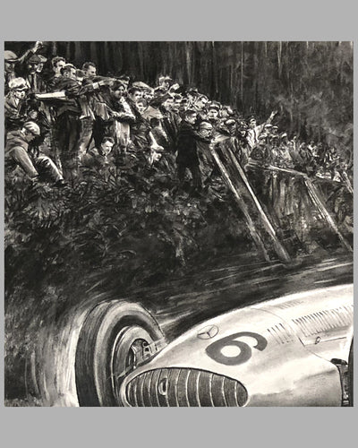 1939 German GP at the Nurburgring print by Carlo Demand, Autographed by Hermann Lang, crowd detail