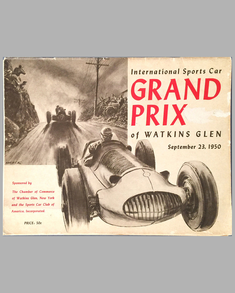 1950 U.S. Grand Prix original program at Watkins Glen