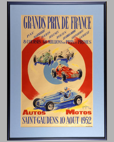1952 French Grand Prix original advertising poster