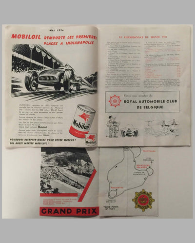 1954 Belgium GP program and pamphlet, inside
