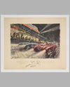 24 heures du Mans 1954 lithograph by Geo Ham, autographed