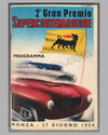 2nd Gran Premio Supercortemaggiore race program 1954, at Monza for sports racing and GT cars