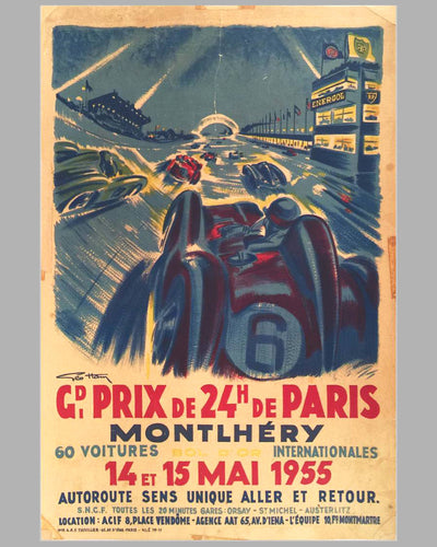 Grand Prix de 24 heures de Paris 1955 original Poster by Geo Ham