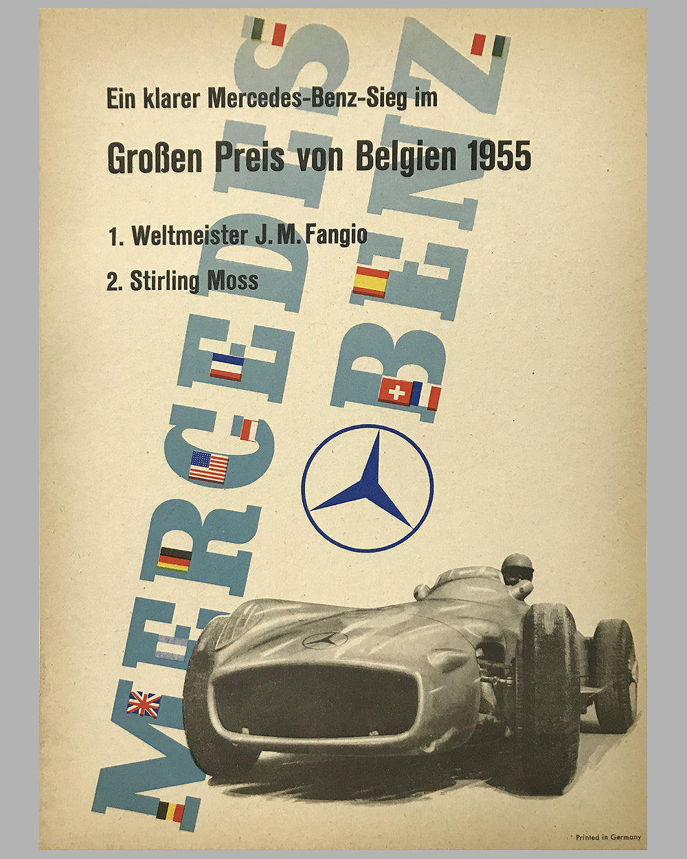 1955 Grand Prix of Belgium Mercedes-Benz original victory poster