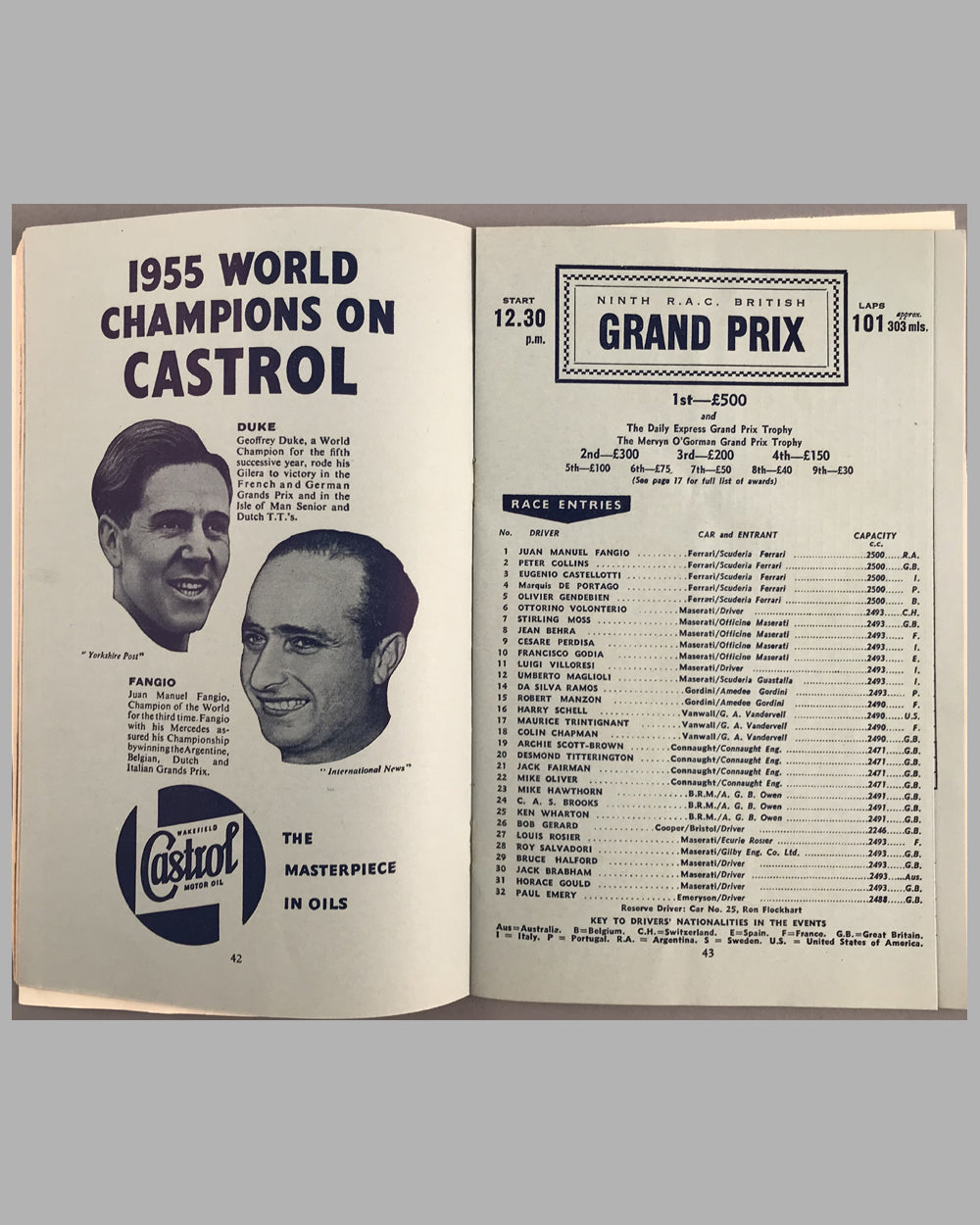 1956 Grand Prix of Silverstone Formula 1 championship race program 4