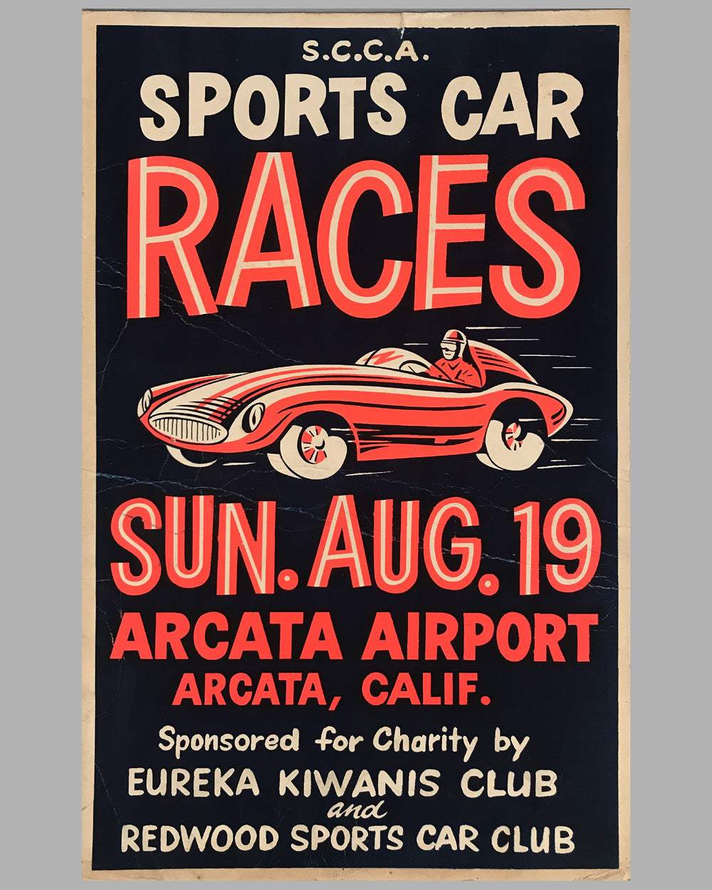 1956 SCCA Sports Car Races at Arcata Airport California original poste