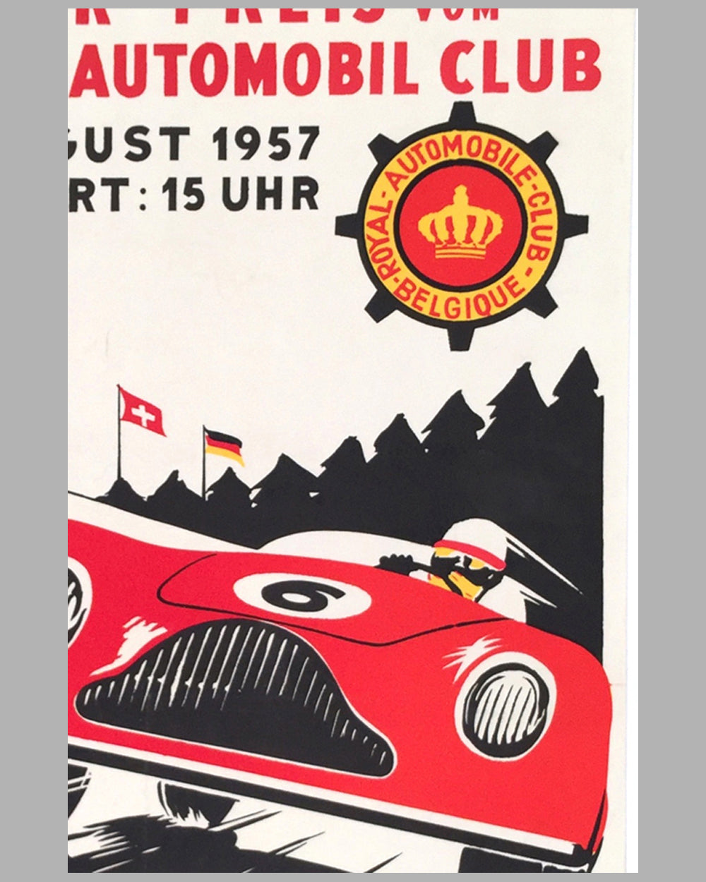 1957 Grand Prix of Belgium original poster - l'art et l'automobile