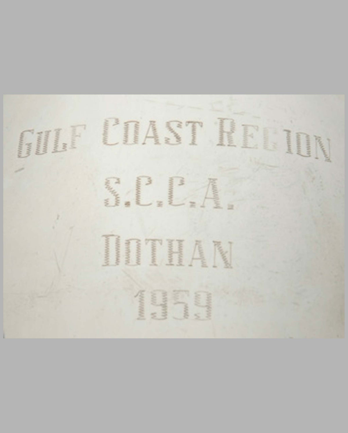 1959 SCCA Dothan trophy, won by E. D. Martin&#39;s Maserati Tipo 61 close-up