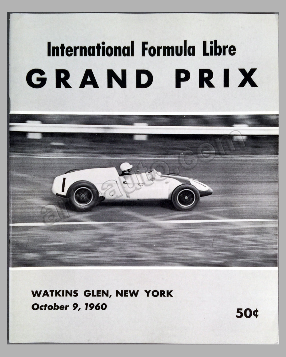 International Formula Libre Grand Prix at Watkins Glen Oct. 9, 1960 event program, autographed by Stirling Moss