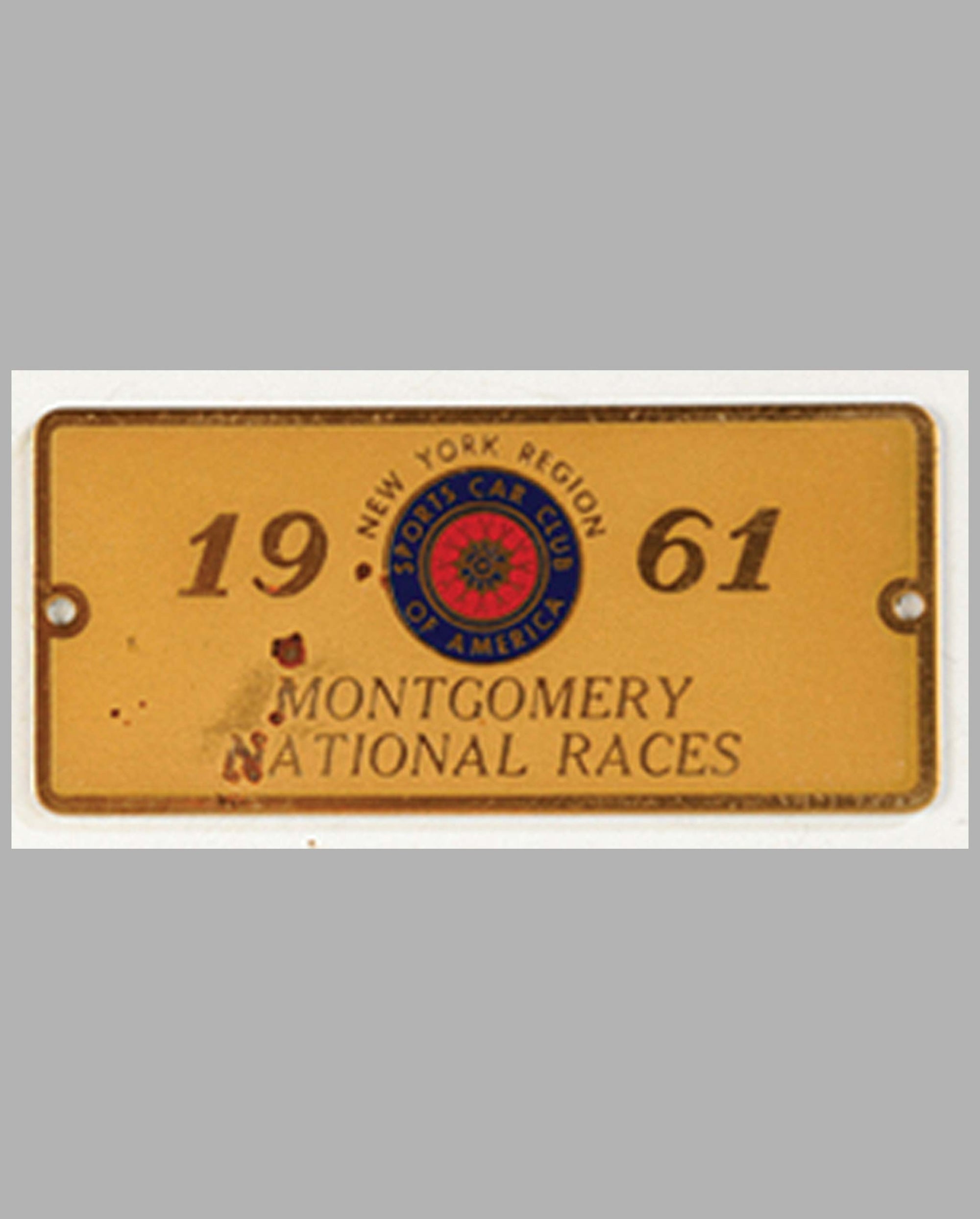 1960 Montgomery National Races participant’s dash plaque