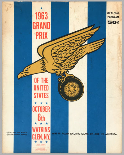 Grand Prix of the USA at Watkins Glen original 1963 program