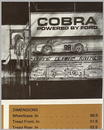 1963 Shelby Cobra with Ford 289 engine original sales sheet / brochure 2