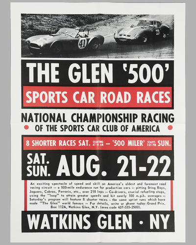 1965 The Glen 500 original poster