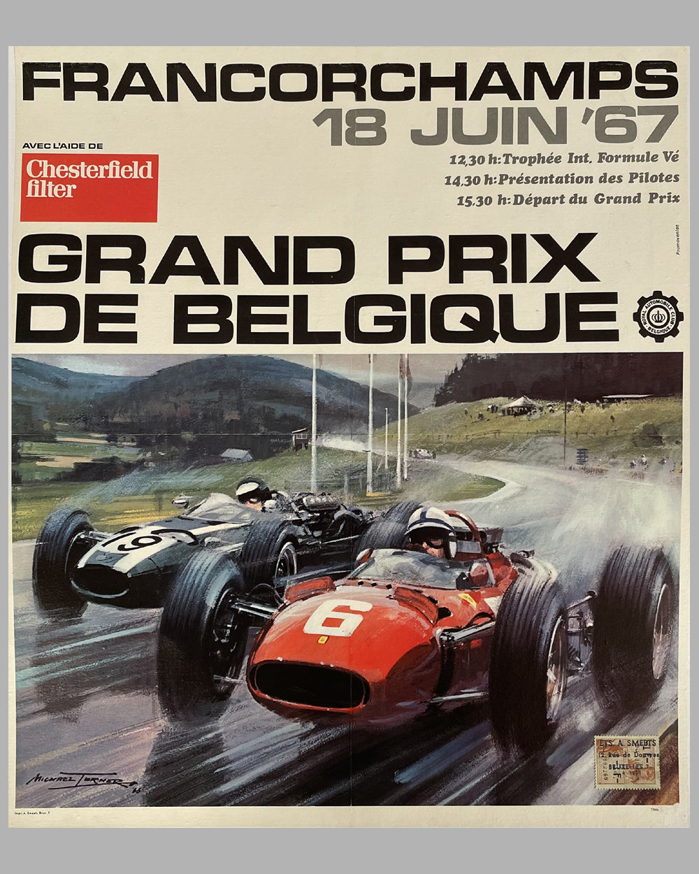 1967 Belgian Grand Prix official poster by Michael Turner