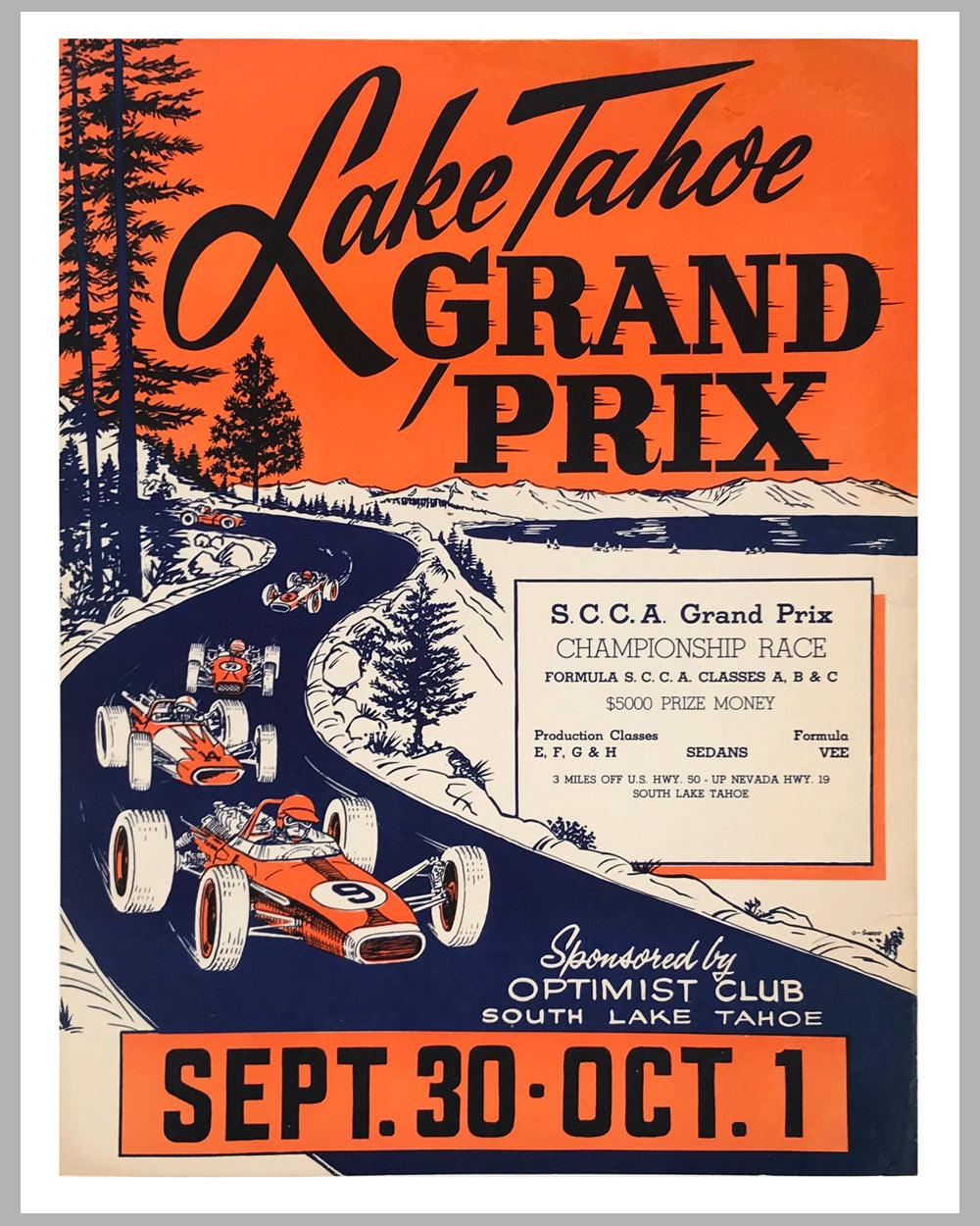 Lake Tahoe Grand Prix, 1967 original advertising poster