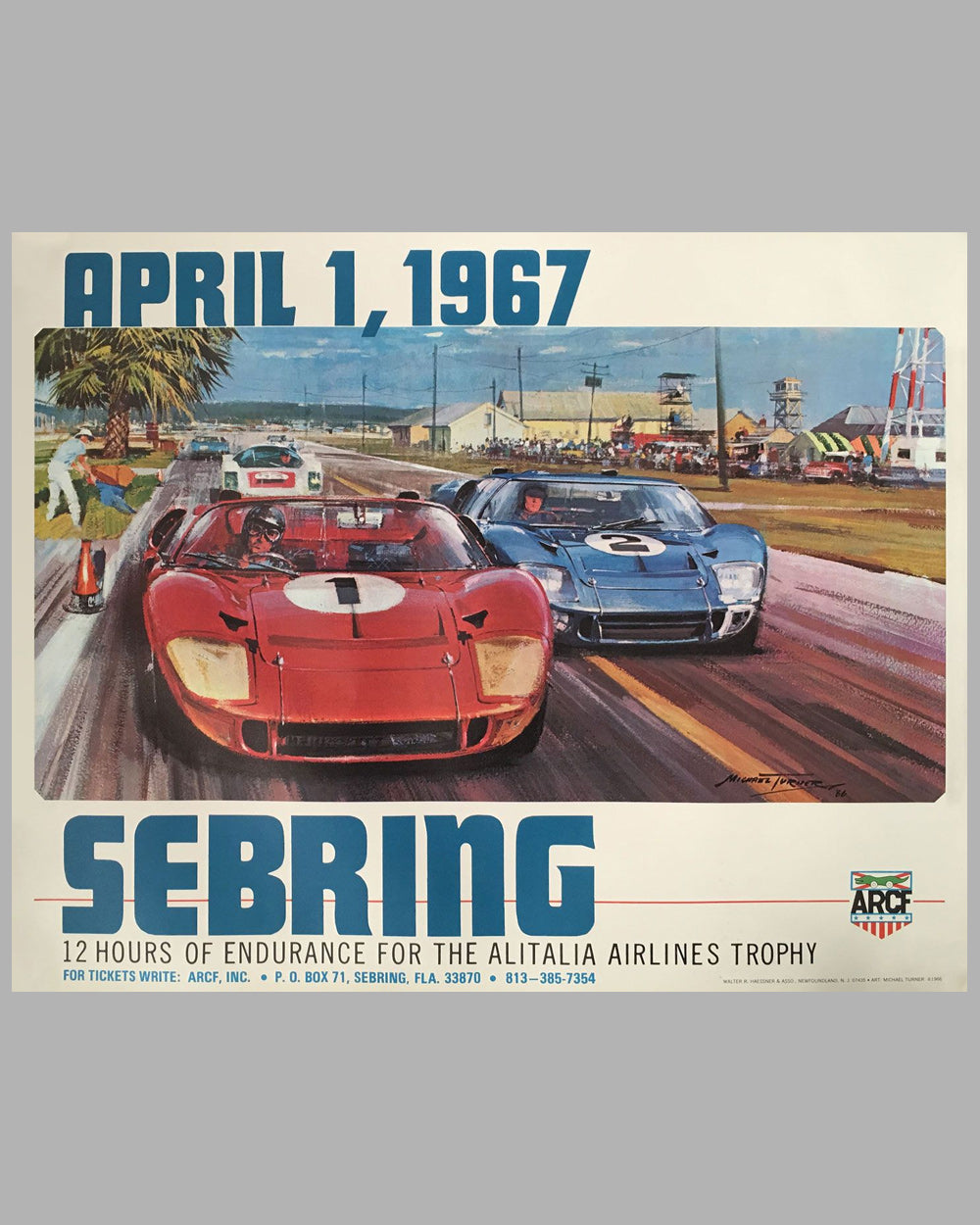 1967 - 12 Hours of Sebring original event poster by Michael Turner