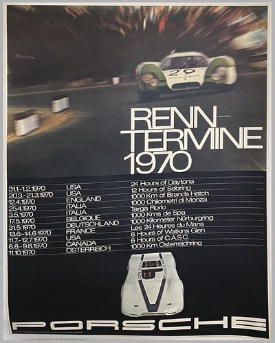 Renn - Termine 1970 original Porsche factory victory poster