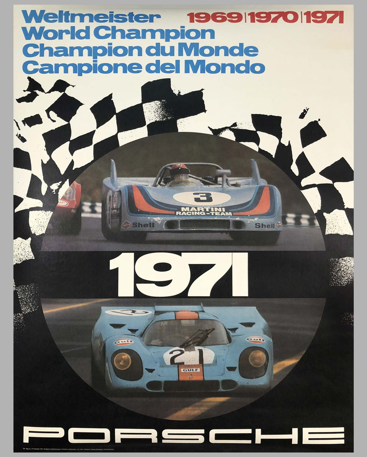 Porsche Factory Poster 1969, 1970, 1971 World Endurance Champion