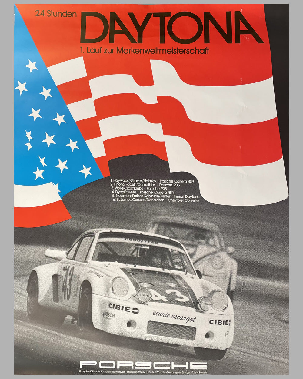 1977 - 24 Hours of Daytona original Porsche victory poster