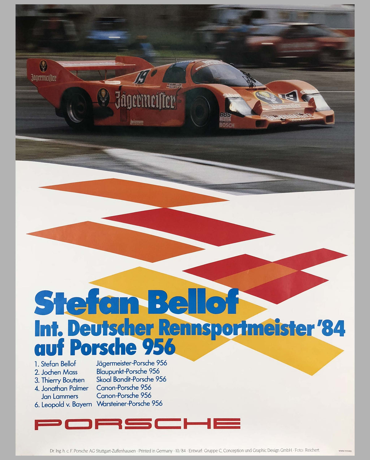 1984 Porsche Factory Victory Poster Stefan Bellof German Endurance Champion