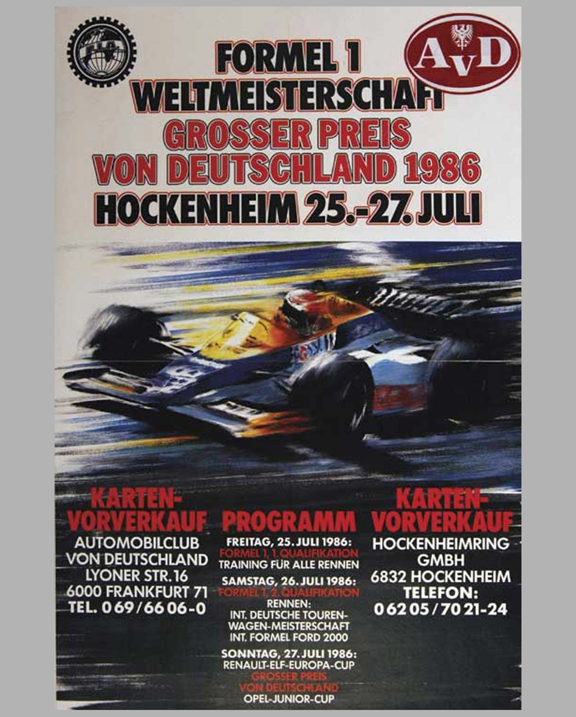 GP Germany - Hockenheim 1986 original official event poster
