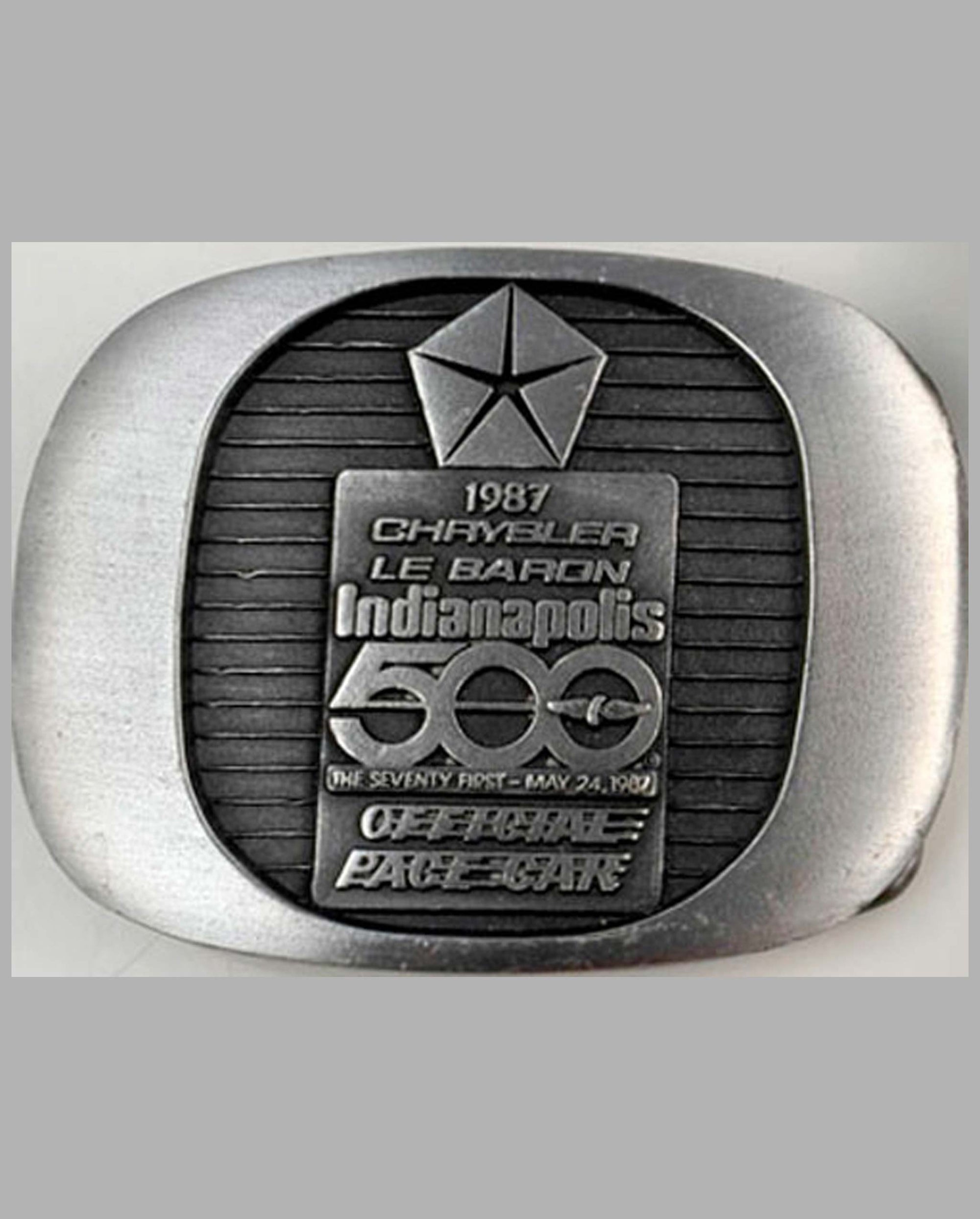1987 Indianapolis 500-Chrysler commemorative belt buckle