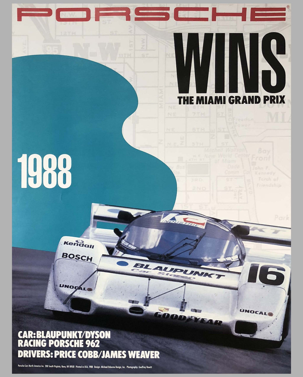 Porsche Factory Poster Miami Grand Prix 1988