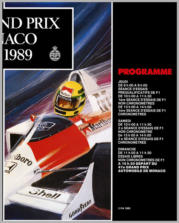 1989 Monaco GP Original Poster - l'art et l'automobile