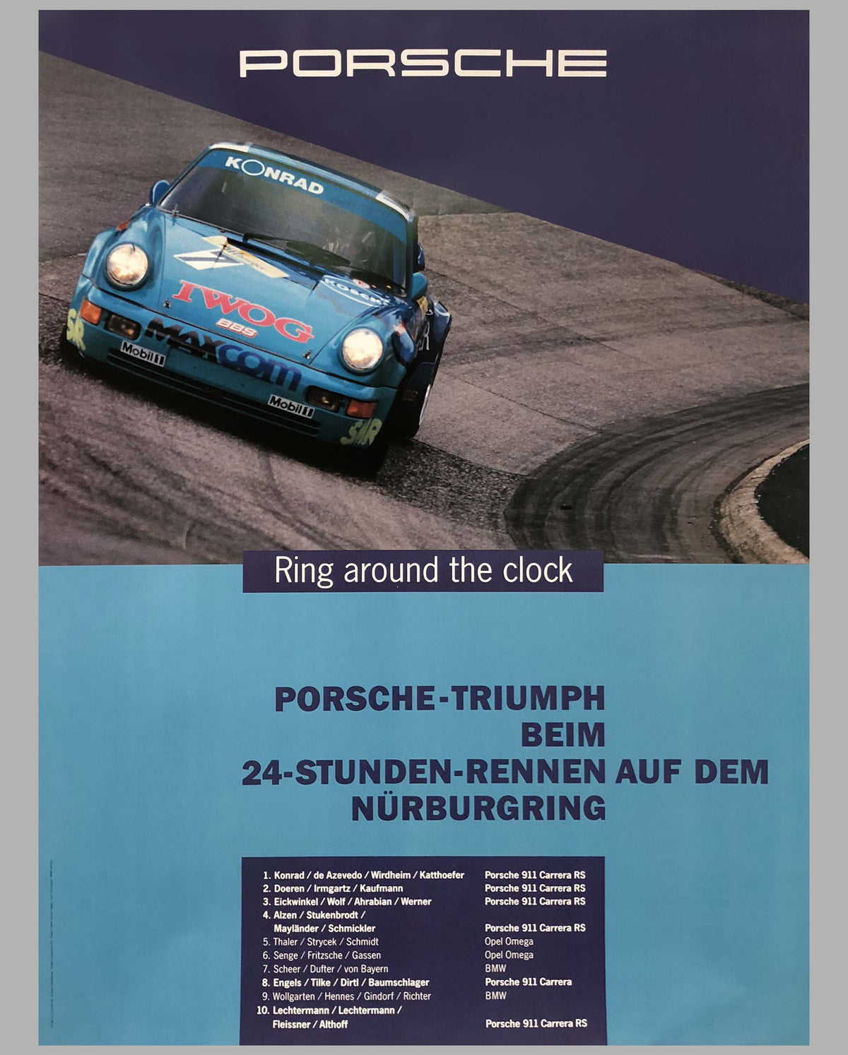 Porsche Factory Poster 24 Hours of Nurburgring 1993