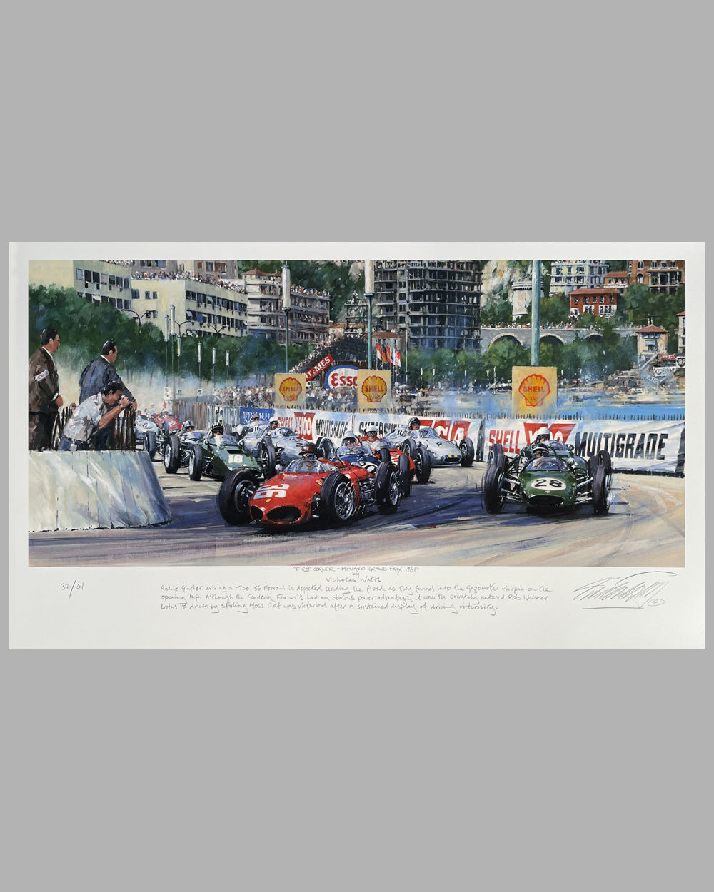First Corner – Monaco G.P. 1961 giclée by Nicholas Watts