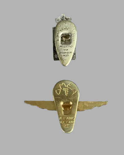 Collection of 2 vintage Pininfarina and Carrozzeria Touring lapel pins from the personal collection of Briggs Cunningham 2