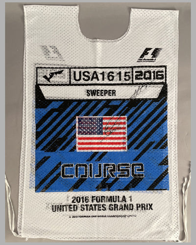 Marshal vest for the 2016 Formula 1 U.S. Grand Prix, autographed by 2 racers
