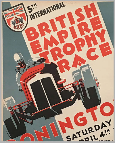 Fifth British Empire Trophy race at Donington 1936 original poster 2