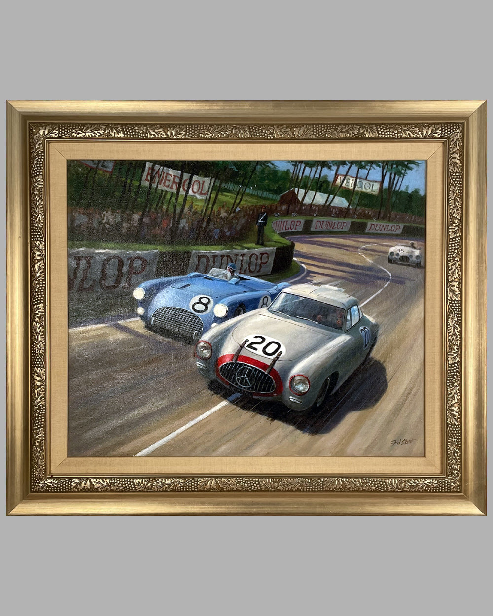 Battle at Le Mans in 1952 painting by Fred Stout