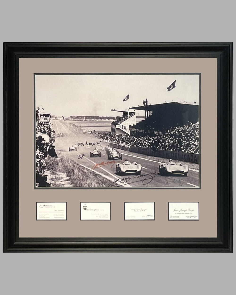 1954 French G.P. b&amp;w photograph by Fernando Gomez, autographed by 5 drivers