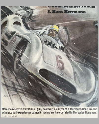 1954 Grand Prix of Berlin original Mercedes Benz victory airmail poster by Hans Liska 4