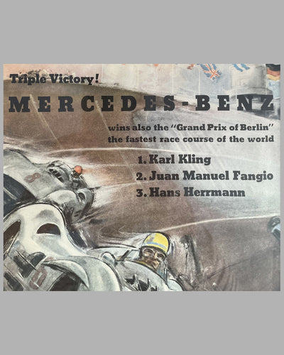 1954 Grand Prix of Berlin original Mercedes Benz victory airmail poster by Hans Liska 3