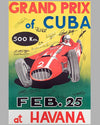 1958 Grand Prix of Cuba Event Poster, Autographed by Fidel Castro, Numerous Racers, Journalists & Castro's Sports Minister