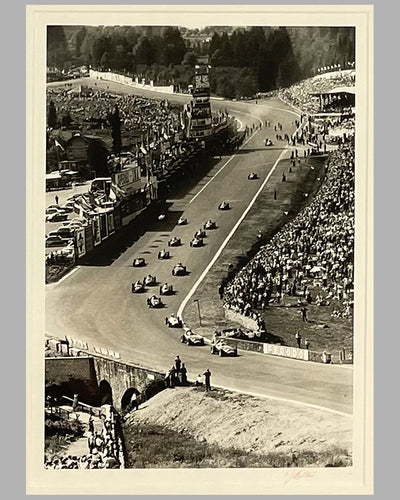 First lap at Spa Francorchamps in 1958, b&w photograph by Jesse Alexander 2