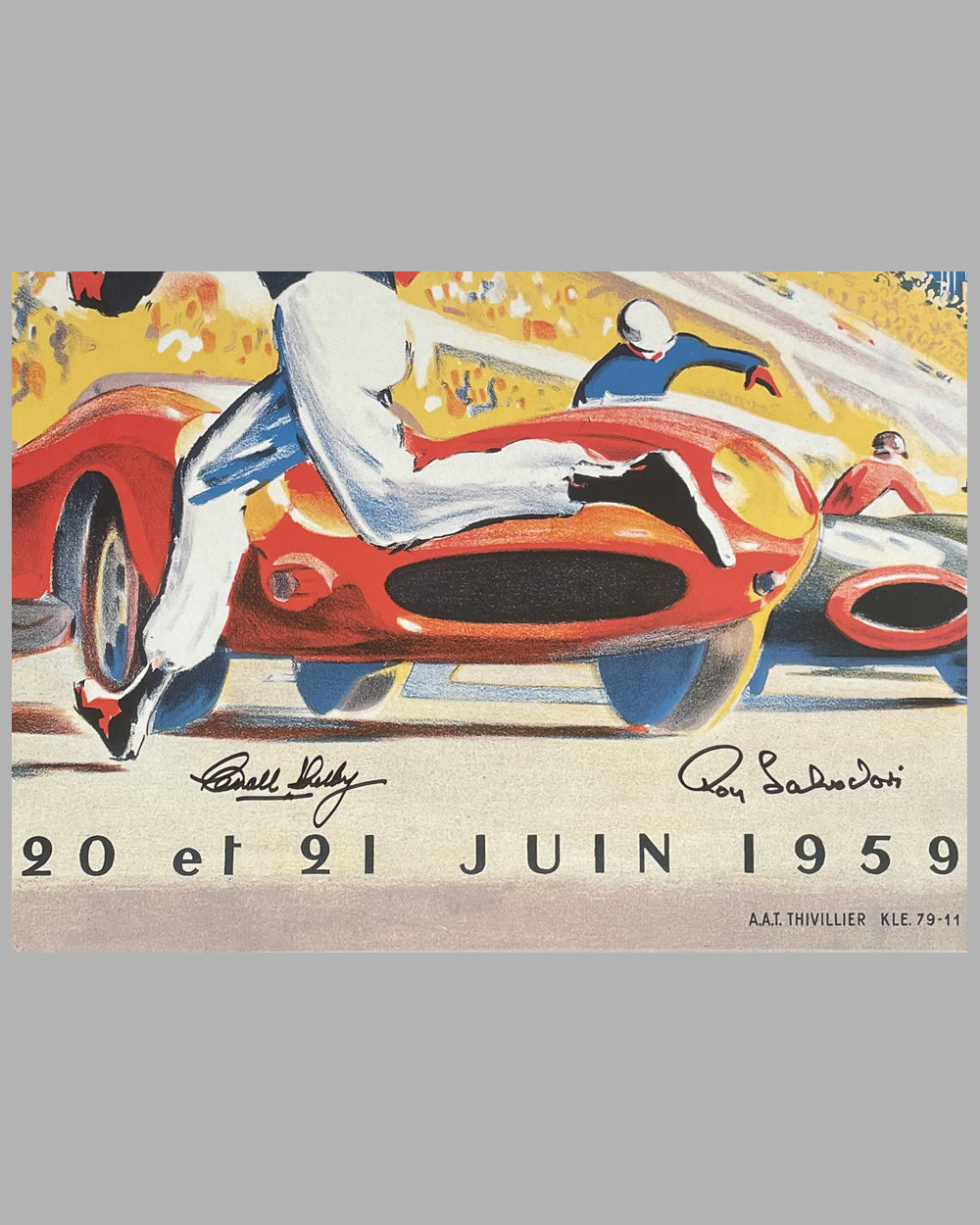 1959 - 24 Hours of Le Mans official ACO reproduction poster, autographed by the winners Shelby &amp; Salvadori 3