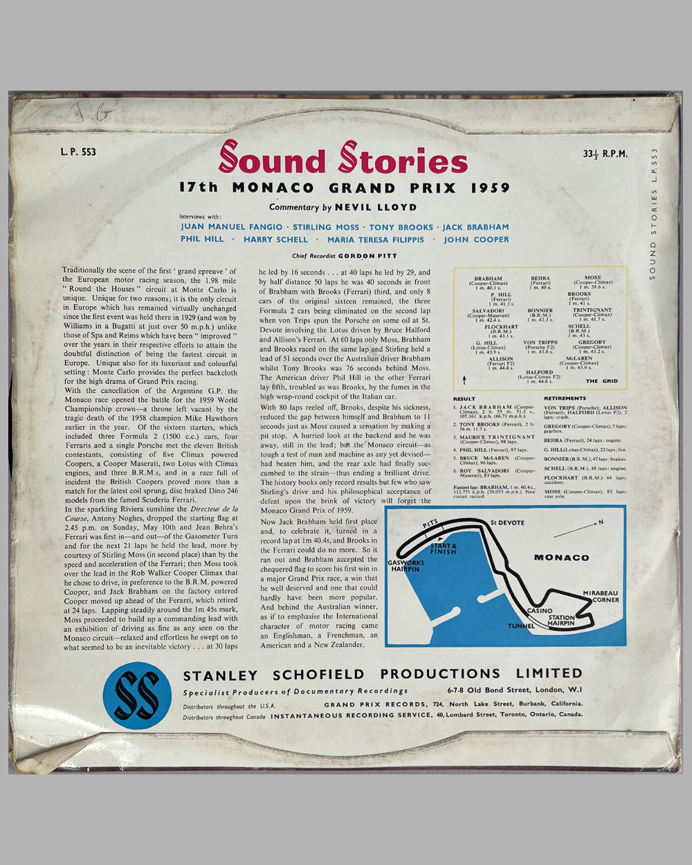 17th Monaco Grand Prix sound stories album phonograph record 2